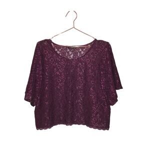 Victoria's Secret Dark Purple Lace Cropped Top - Size Largez